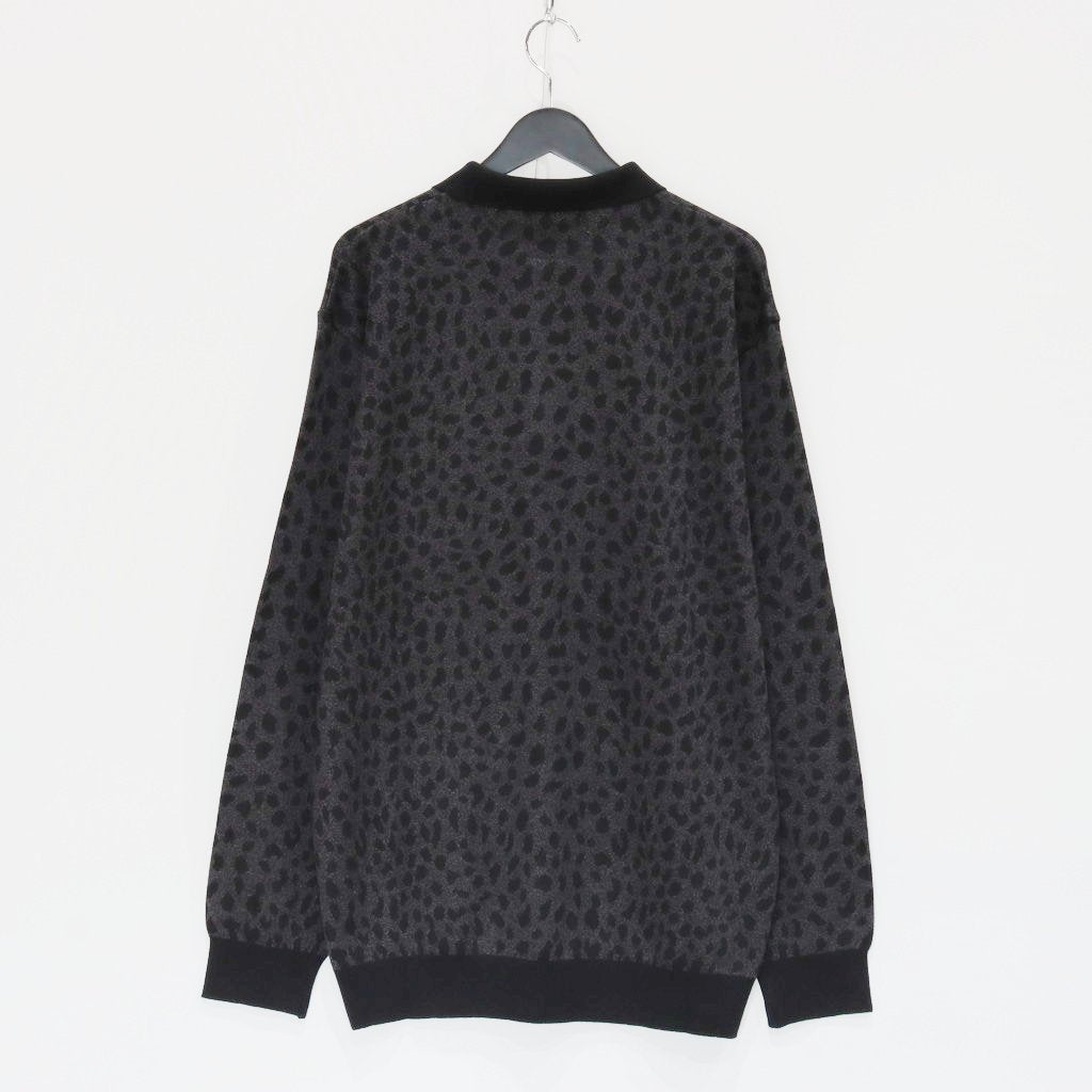 LEOPARD KNIT POLO SHIRT #CHARCOAL [23FW-WMK-KN20]