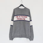 我他媽的問題圓領針織衫 #灰色 [SC2320-KN11]