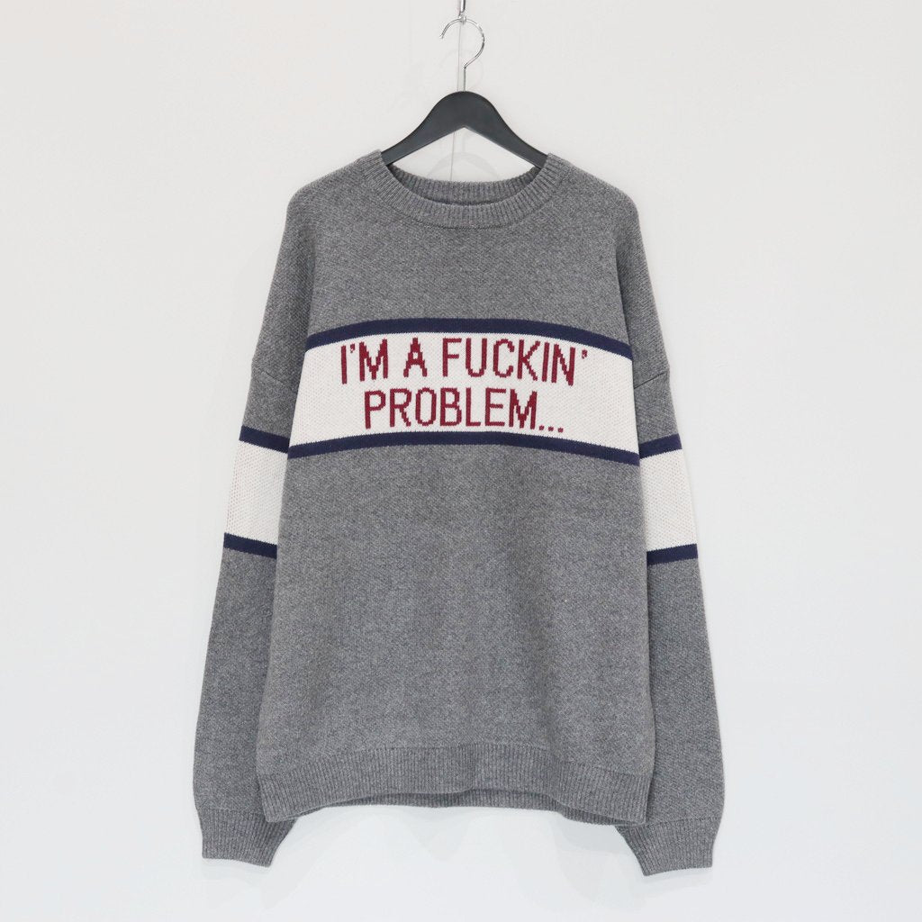 我他媽的問題圓領針織衫 #灰色 [SC2320-KN11]