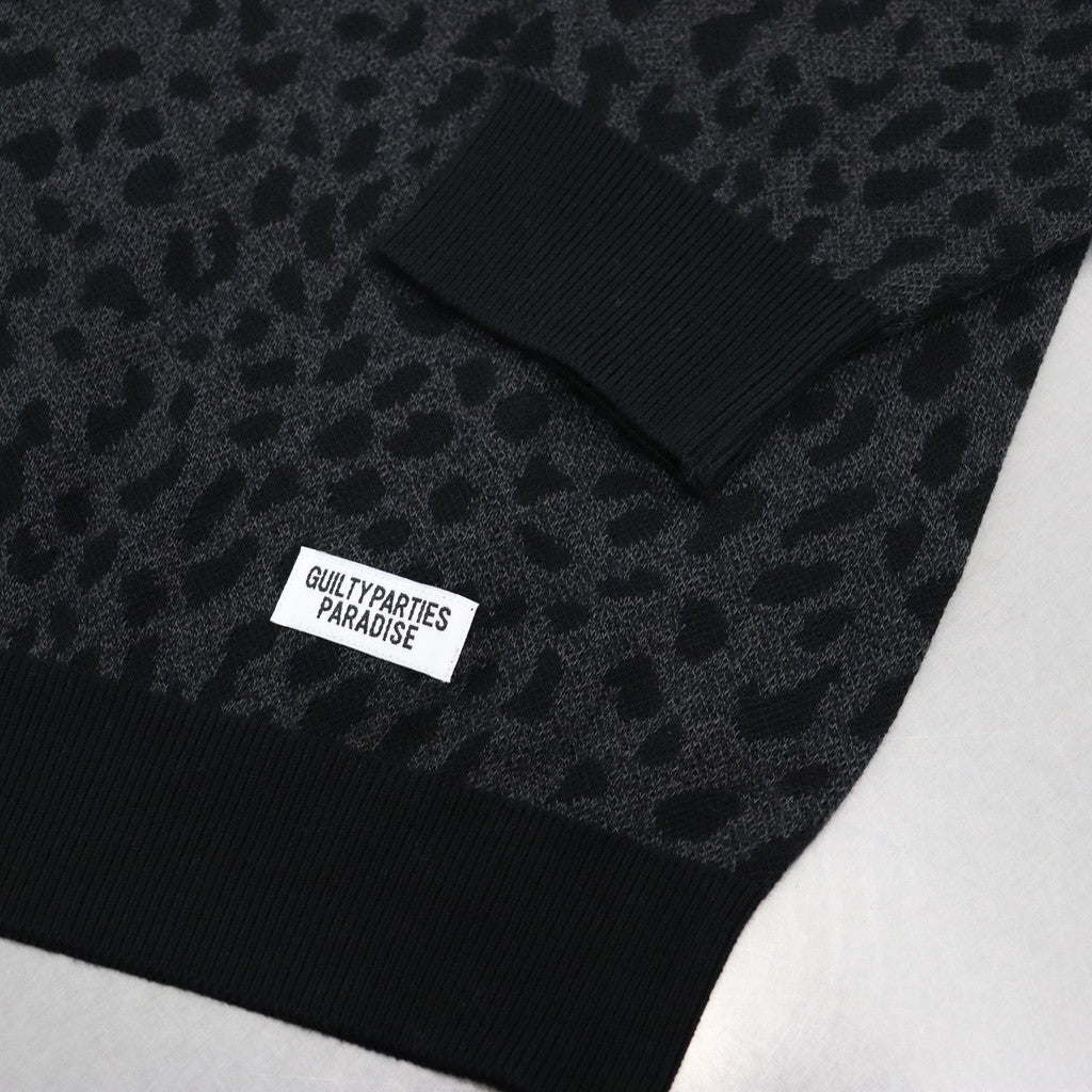 LEOPARD KNIT POLO SHIRT #CHARCOAL [23FW-WMK-KN20]