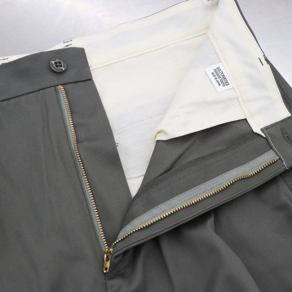 DOUBLE PLEATED CHINO TROUSERS #GRAY [23FW-WMP-PT01]