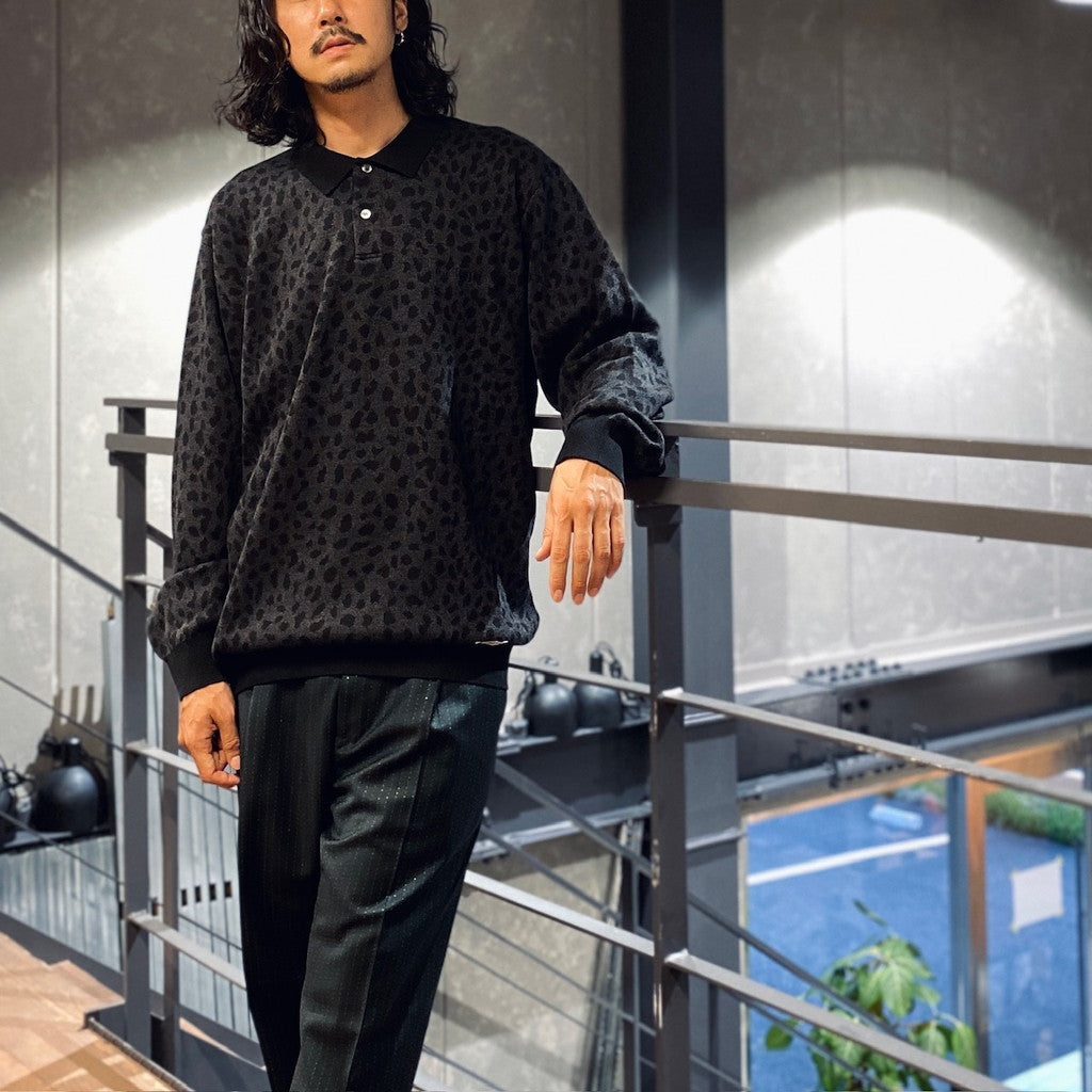 LEOPARD KNIT POLO SHIRT #CHARCOAL [23FW-WMK-KN20]