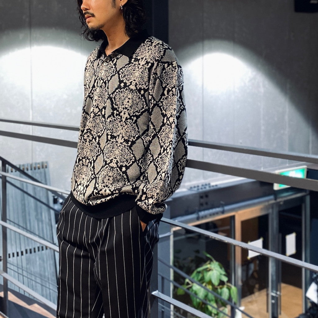 PYTHON KNIT POLO SHIRT #WHITE [23FW-WMK-KN21]