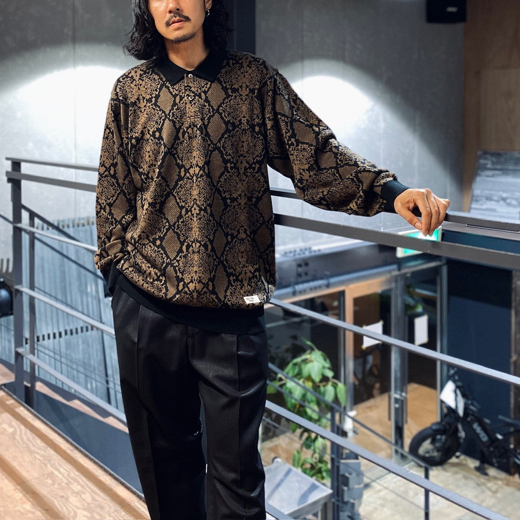 PYTHON KNIT POLO SHIRT #BROWN [23FW-WMK-KN21]