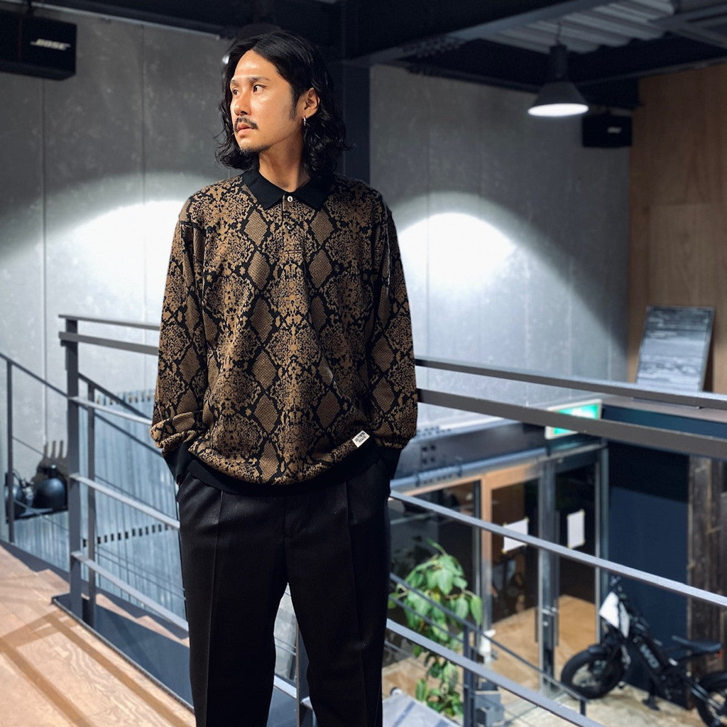 PYTHON KNIT POLO SHIRT #BROWN [23FW-WMK-KN21]