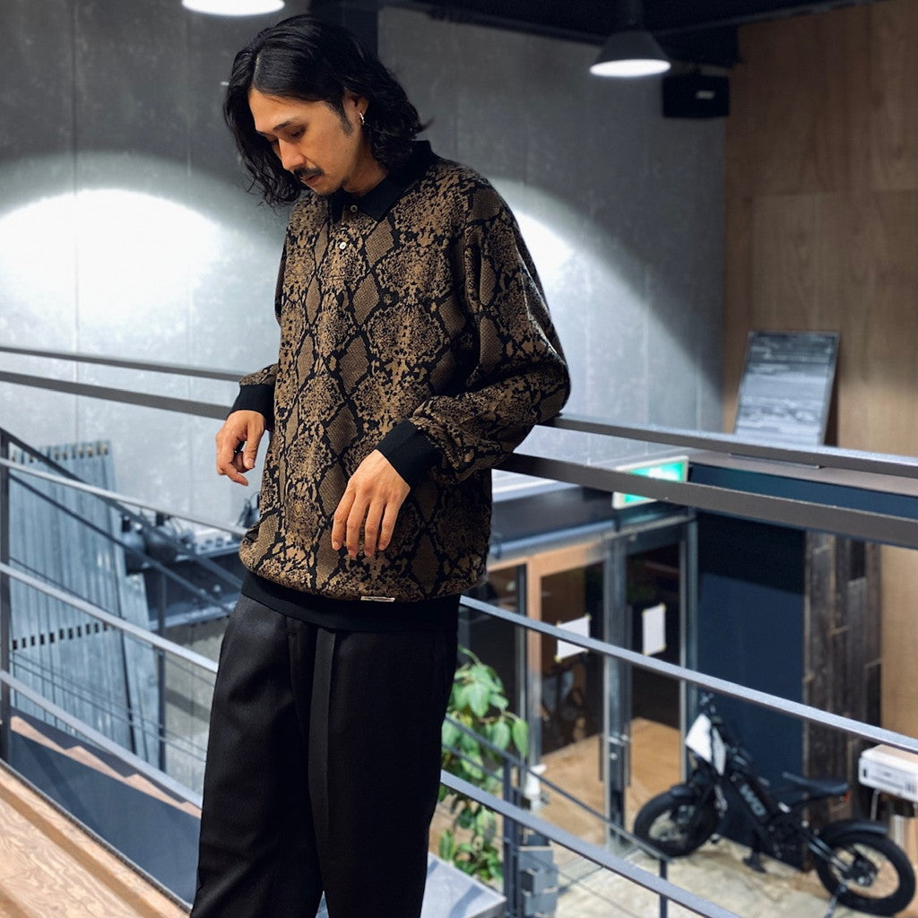 PYTHON KNIT POLO SHIRT #BROWN [23FW-WMK-KN21]