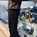 褶襉長褲 - 型號 2- #黑色 [23FWE-WMP-TR05]