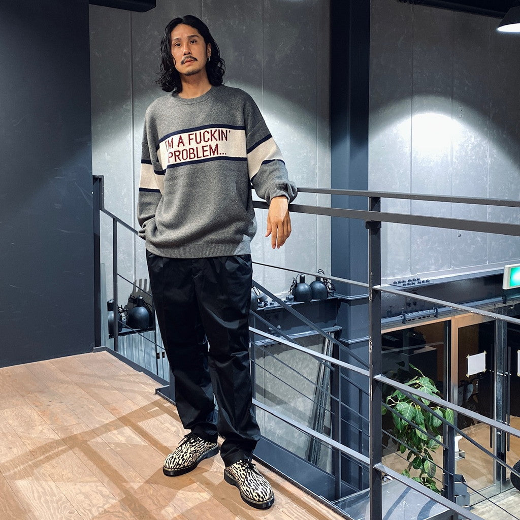 我他媽的問題圓領針織衫 #灰色 [SC2320-KN11]