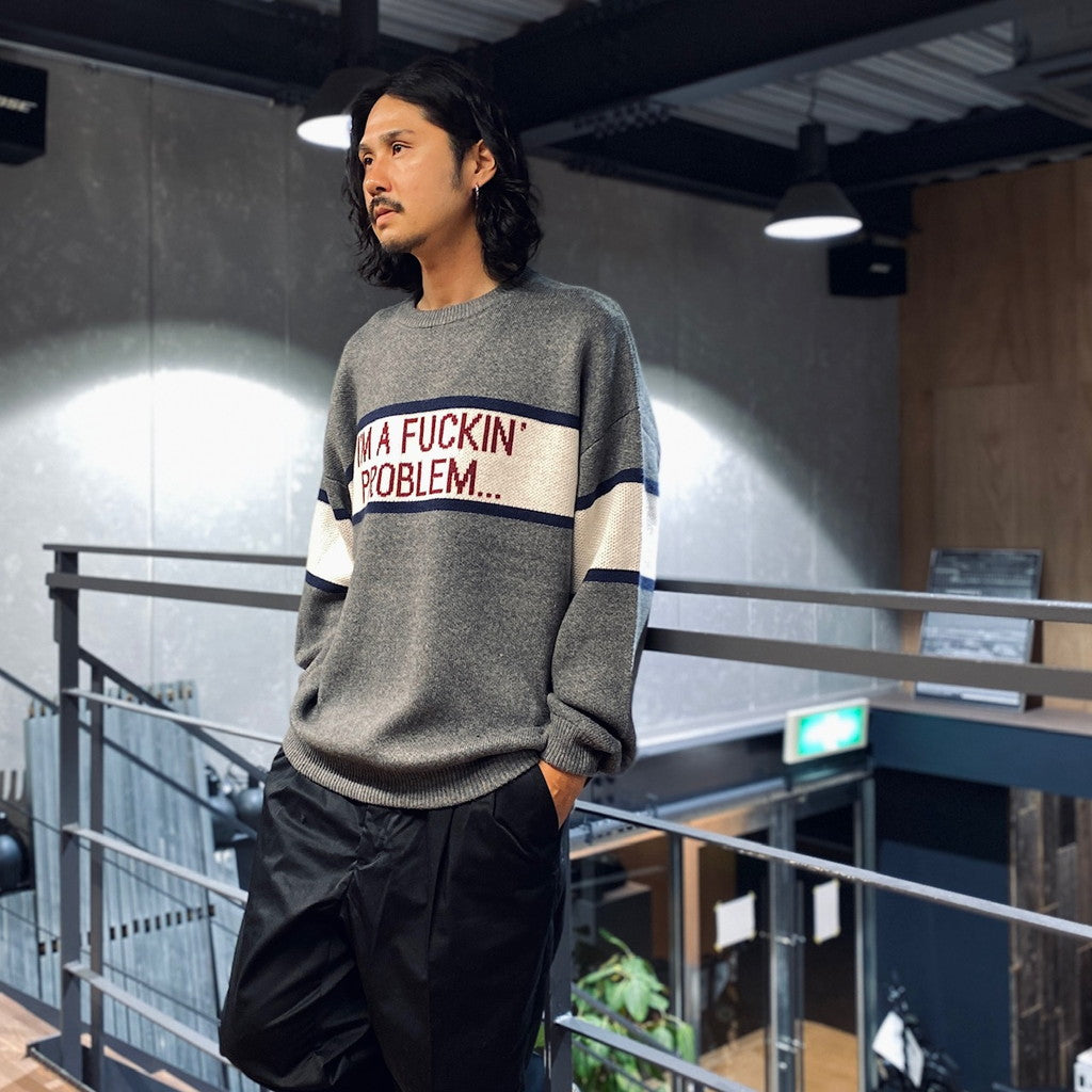 我他媽的問題圓領針織衫 #灰色 [SC2320-KN11]