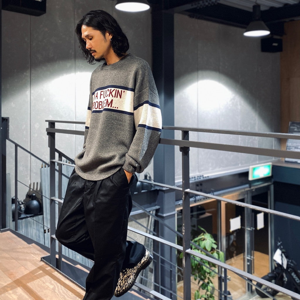 我他媽的問題圓領針織衫 #灰色 [SC2320-KN11]