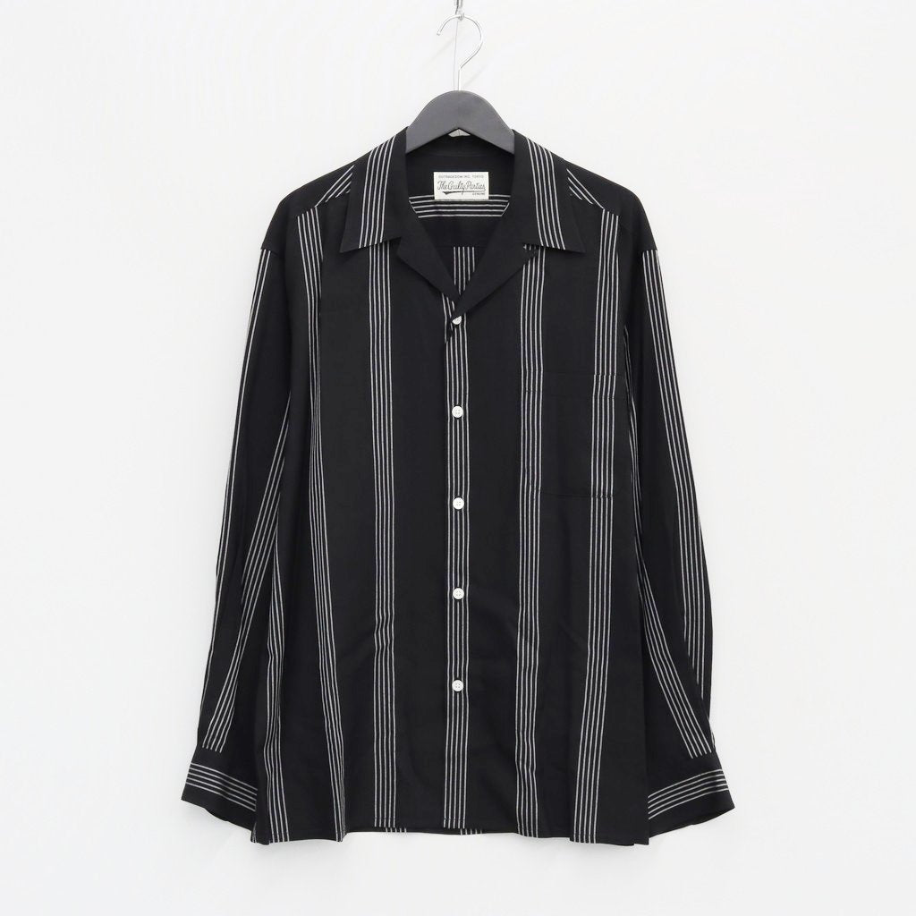 STRIPED OPEN COLLAR SHIRT L/S -TYPE 1- #BLACK [23FW-WMS-OC05]