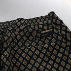 RHOMBUS CORDUROY BAGGY SLACKS #BLACK [FW23-B05]