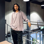 STRIPED OPEN COLLAR SHIRT L/S -TYPE 1- #PURPLE [23FW-WMS-OC05]