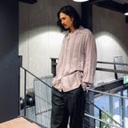 STRIPED OPEN COLLAR SHIRT L/S -TYPE 1- #PURPLE [23FW-WMS-OC05]