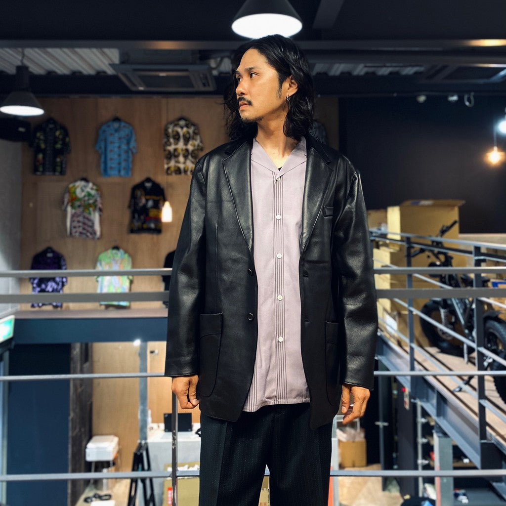 LEATHER SINGLE BREASTED JACKET -TYPE 2- #BLACK [23FW-WMO-JK02]