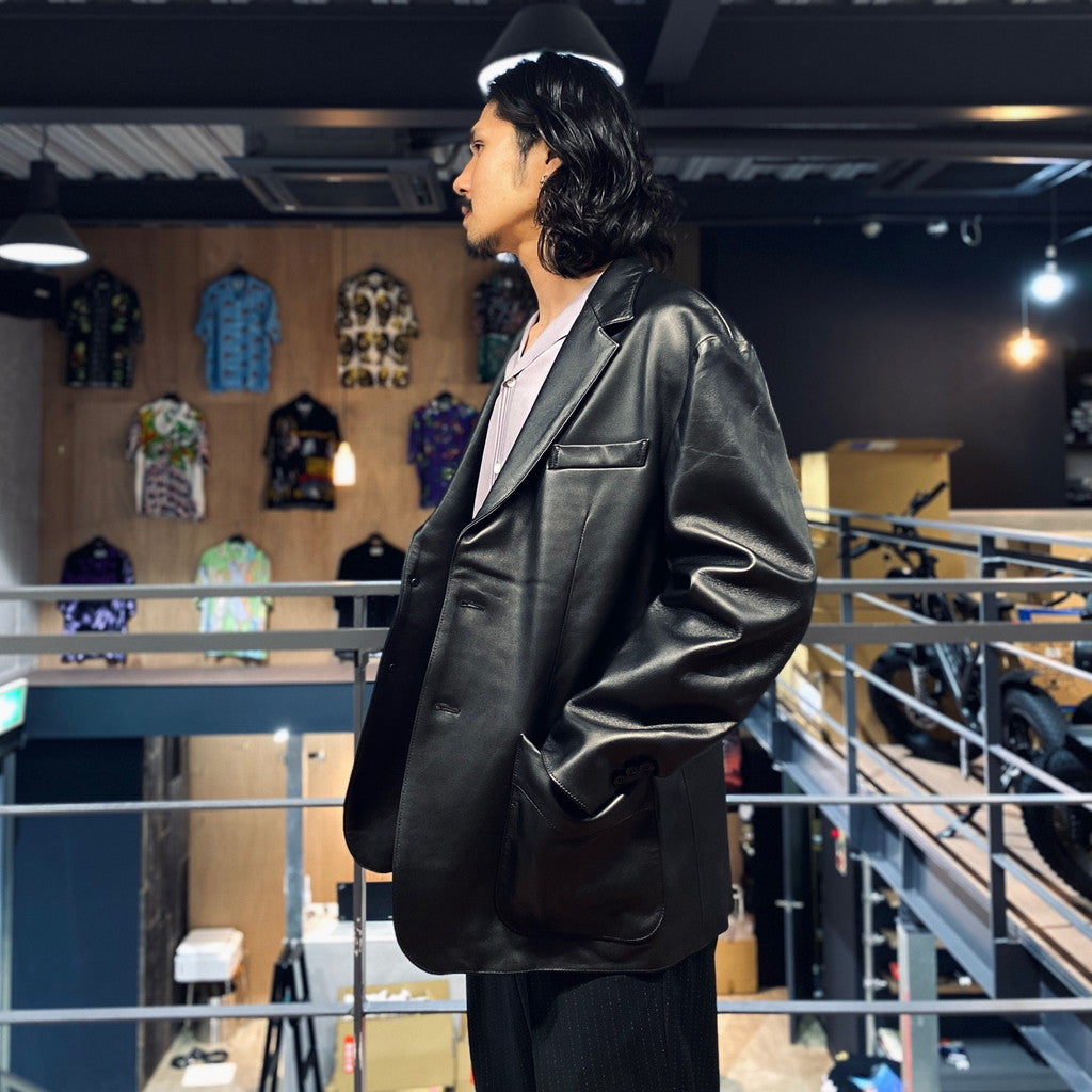 LEATHER SINGLE BREASTED JACKET -TYPE 2- #BLACK [23FW-WMO-JK02]