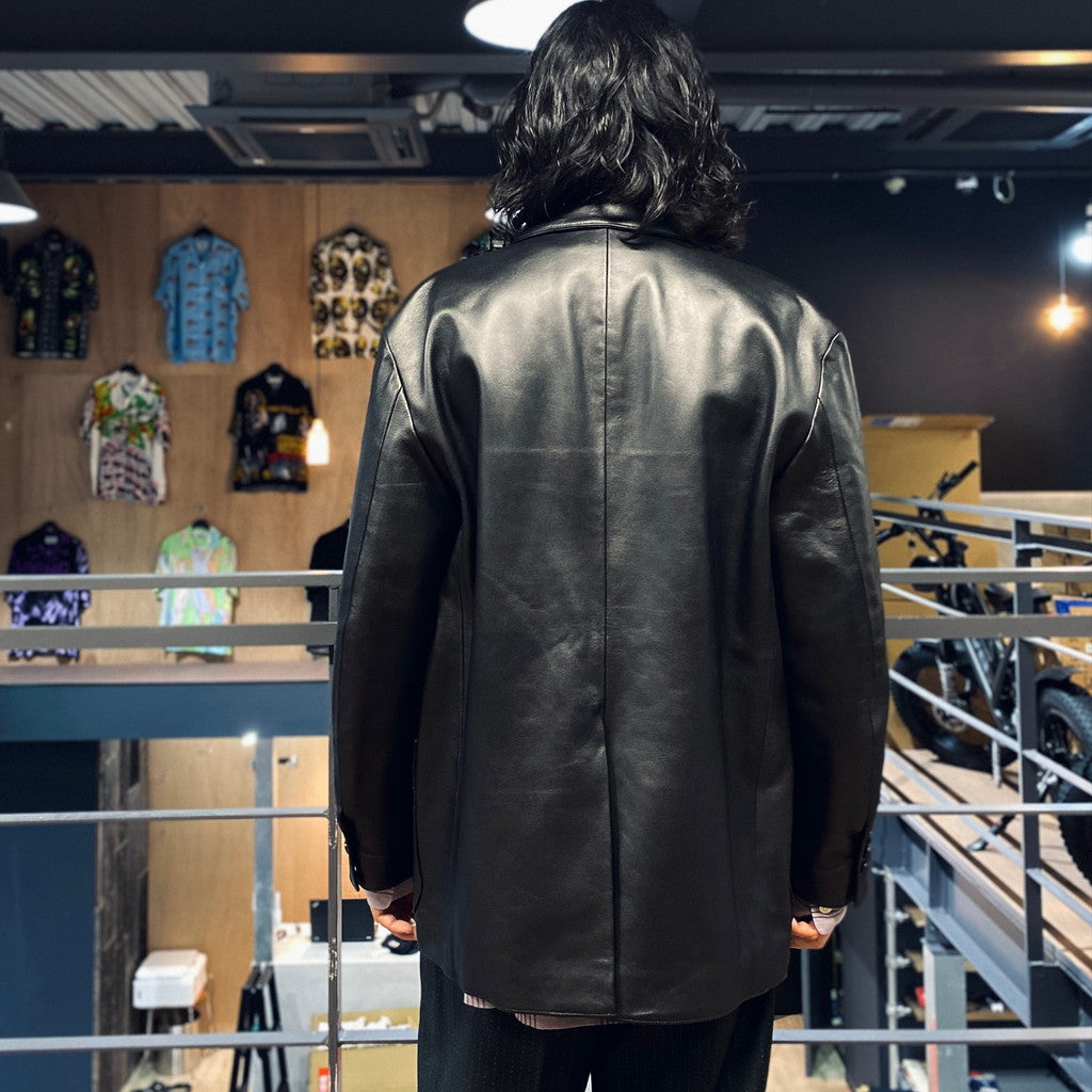 LEATHER SINGLE BREASTED JACKET -TYPE 2- #BLACK [23FW-WMO-JK02]
