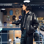 STRIPED OPEN COLLAR SHIRT L/S -TYPE 1- #BLACK [23FW-WMS-OC05]