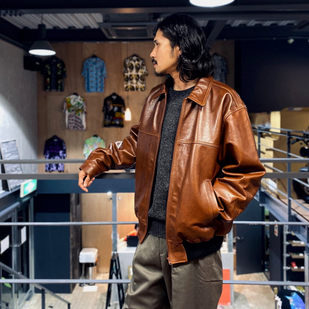 LEATHER JACKET #BROWN [23FW-WMO-BL01]