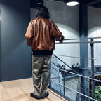 LEATHER JACKET #BROWN [23FW-WMO-BL01]
