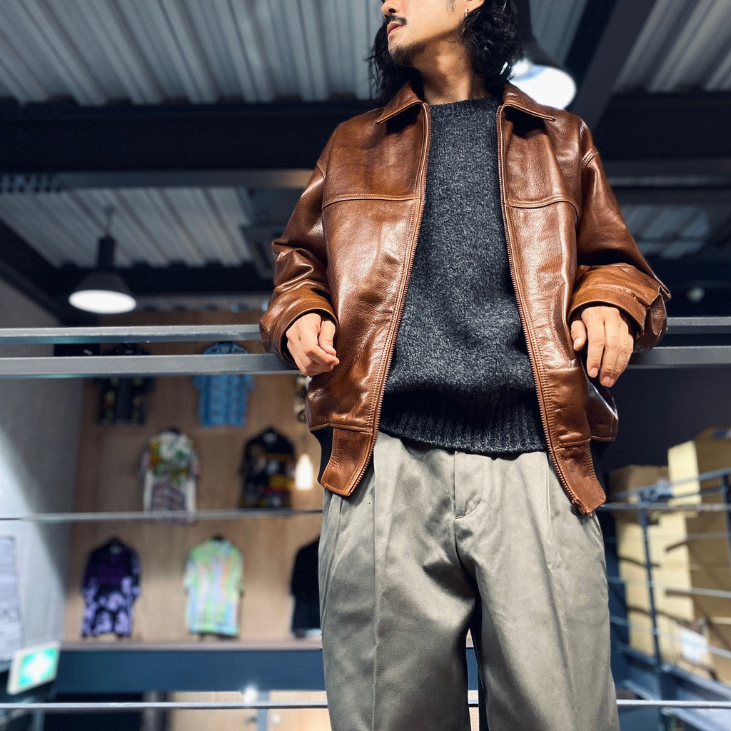 LEATHER JACKET #BROWN [23FW-WMO-BL01]