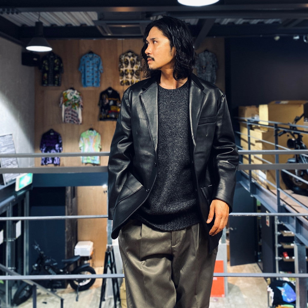 LEATHER SINGLE BREASTED JACKET -TYPE 2- #BLACK [23FW-WMO-JK02]