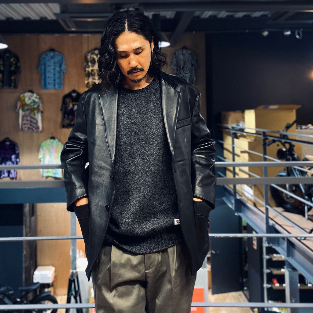 LEATHER SINGLE BREASTED JACKET -TYPE 2- #BLACK [23FW-WMO-JK02]