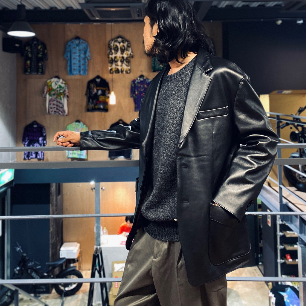 LEATHER SINGLE BREASTED JACKET -TYPE 2- #BLACK [23FW-WMO-JK02]