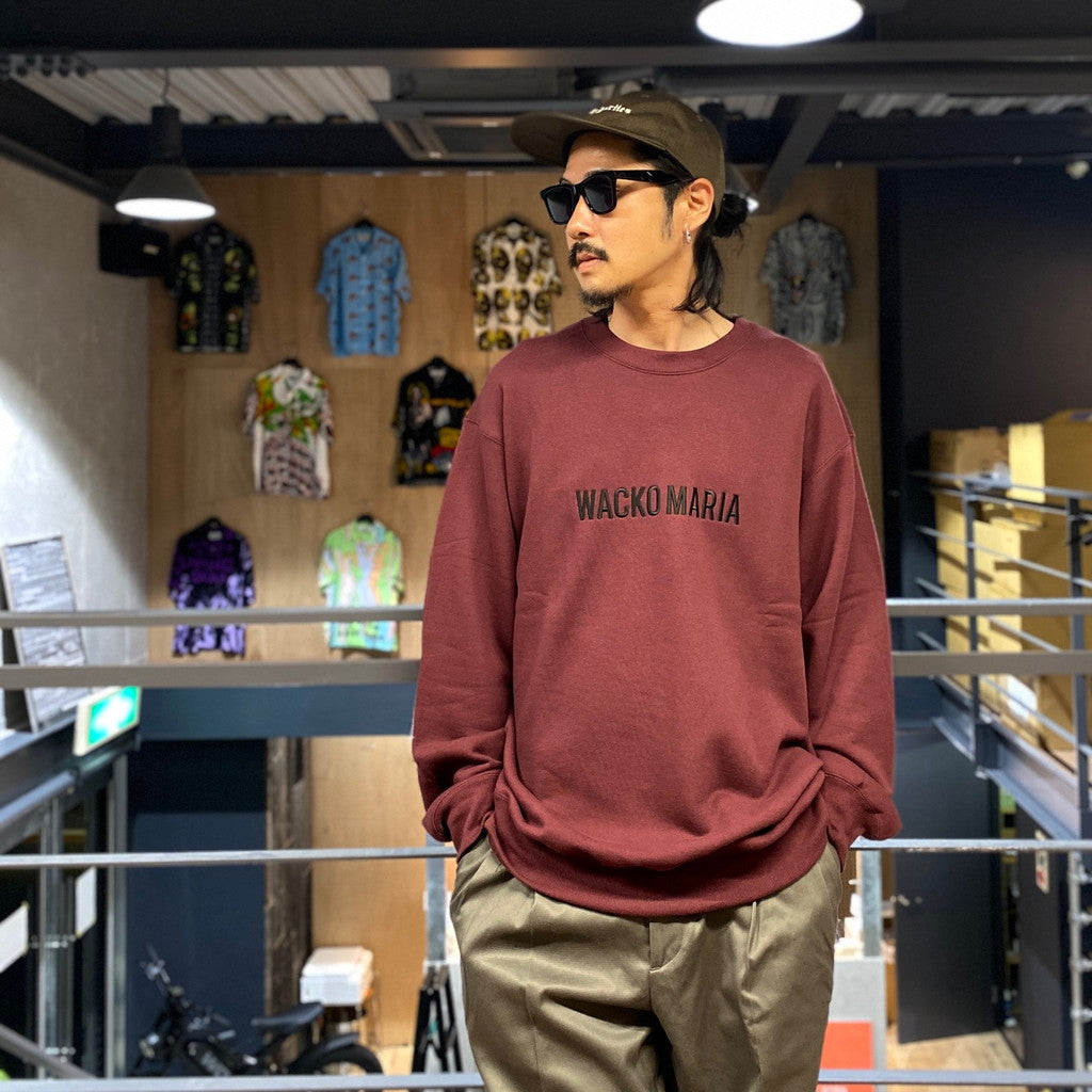 MIDDLE WEIGHT CREW NECK SWEAT SHIRT #BURGUNDY [23FW-WMC-SS08