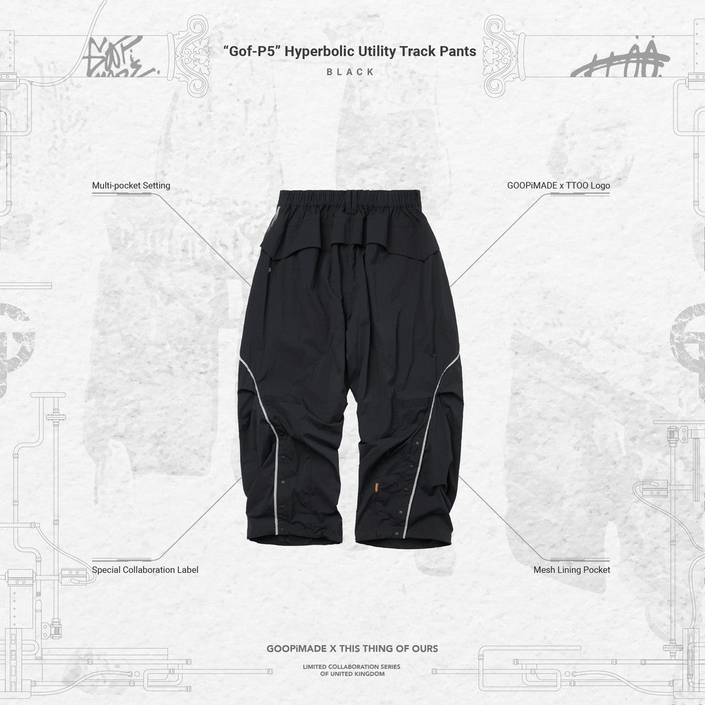 「Gof-P5」雙曲線實用運動褲#BLACK [GOOPI-23AW-SEP-02]