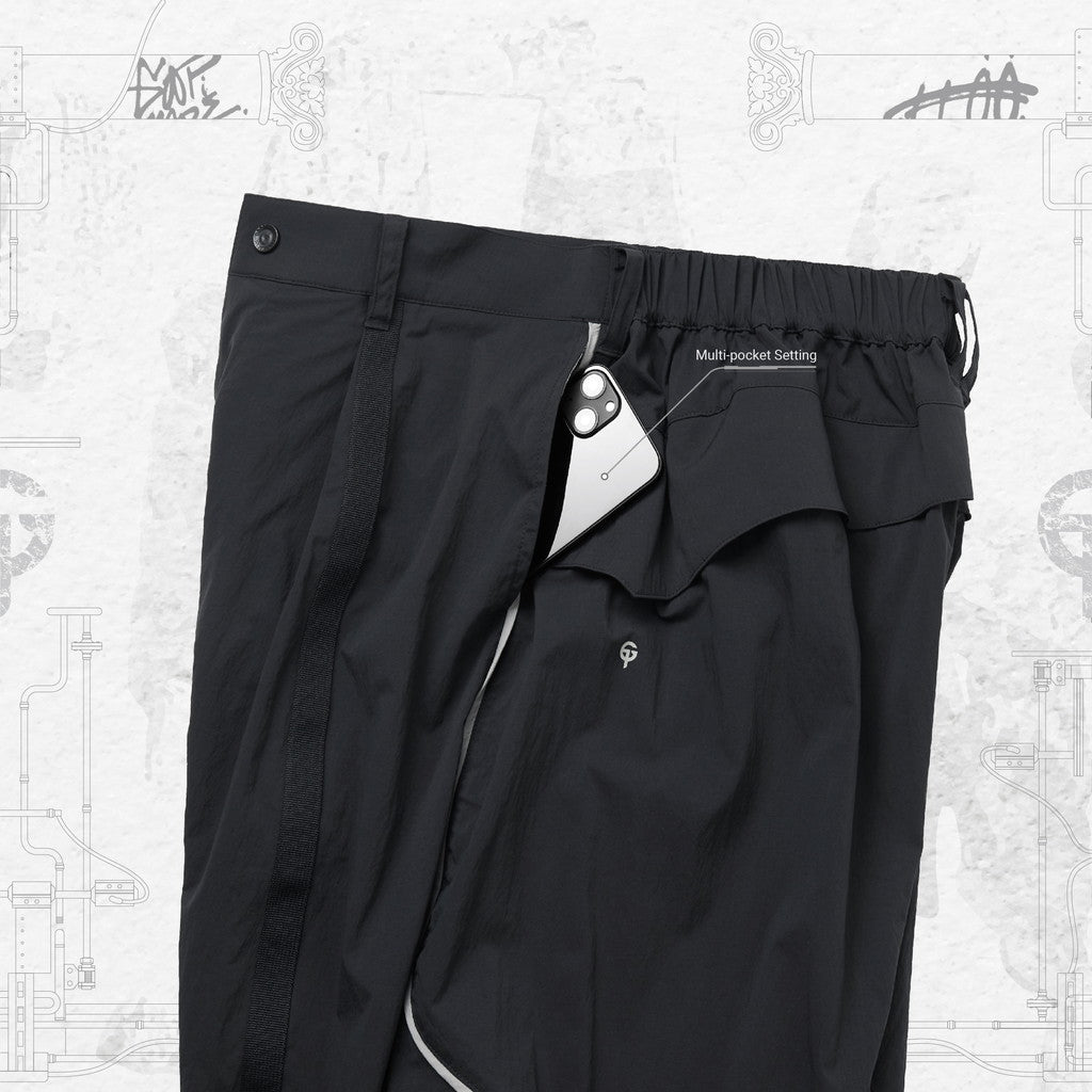 「Gof-P5」雙曲線實用運動褲#BLACK [GOOPI-23AW-SEP-02]