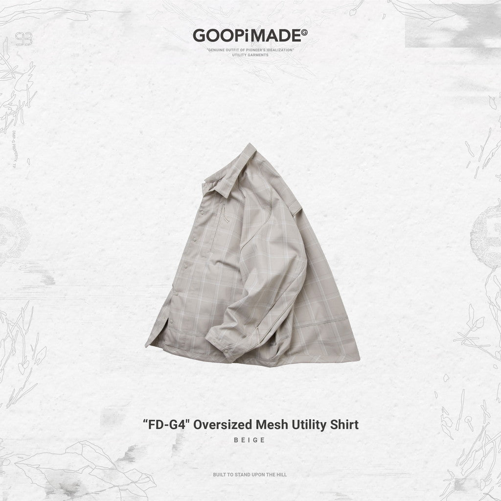 "FD-G4" 超大網布實用襯衫 #BEIGE [GOOPI-23AW-SEP-03]