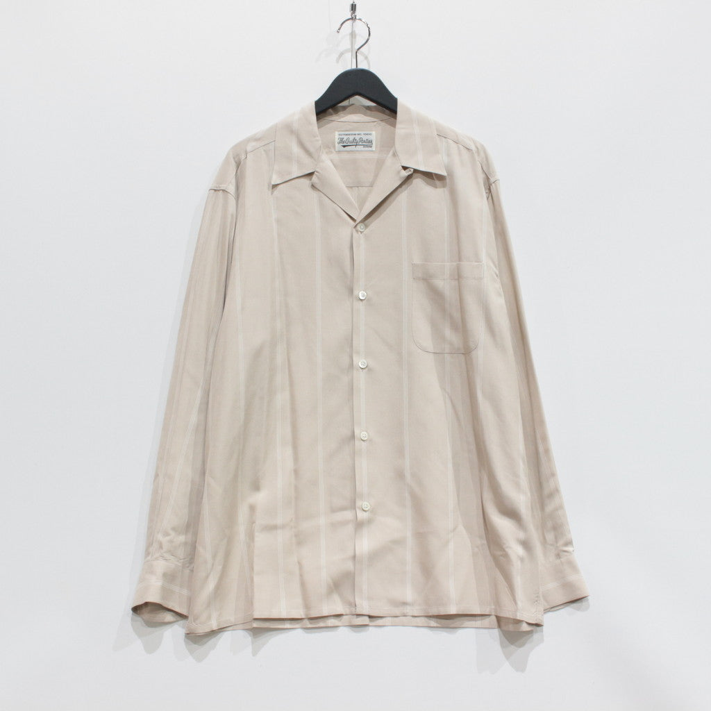 STRIPED OPEN COLLAR SHIRT L/S -TYPE 2- #BEIGE [23FW-WMS-OC06]
