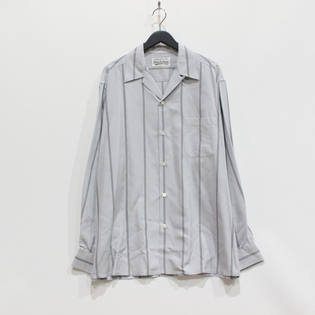 STRIPED OPEN COLLAR SHIRT L/S -TYPE 2- #GRAY [23FW-WMS-OC06]
