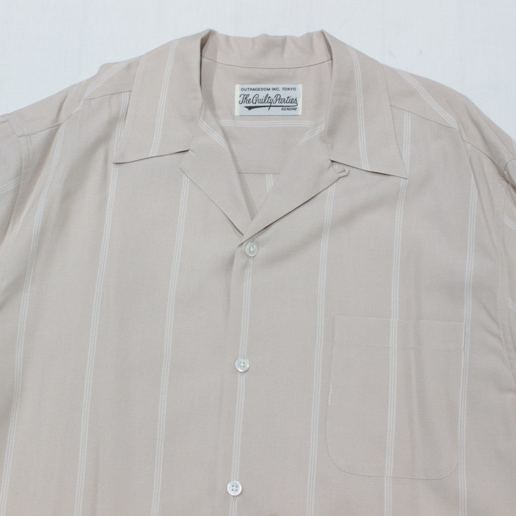 STRIPED OPEN COLLAR SHIRT L/S -TYPE 2- #BEIGE [23FW-WMS-OC06]