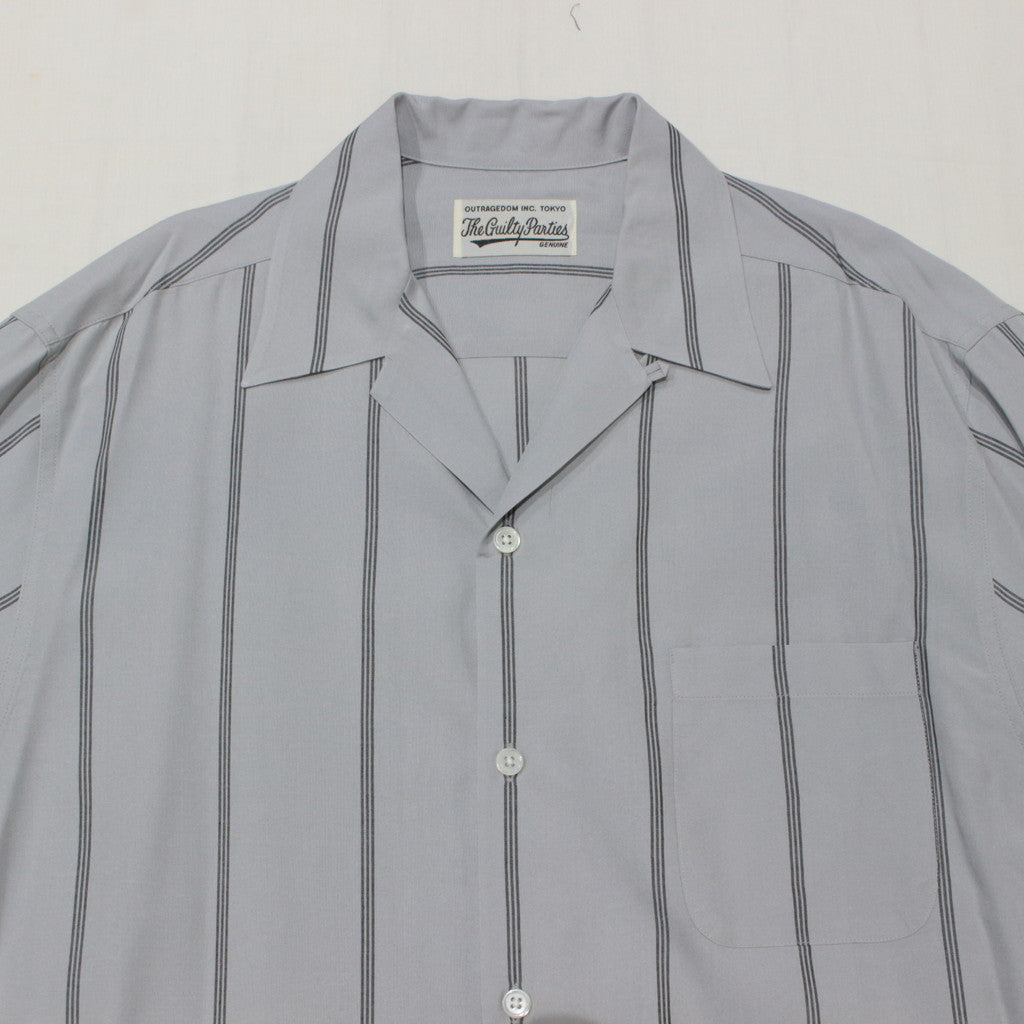 STRIPED OPEN COLLAR SHIRT L/S -TYPE 2- #GRAY [23FW-WMS-OC06]