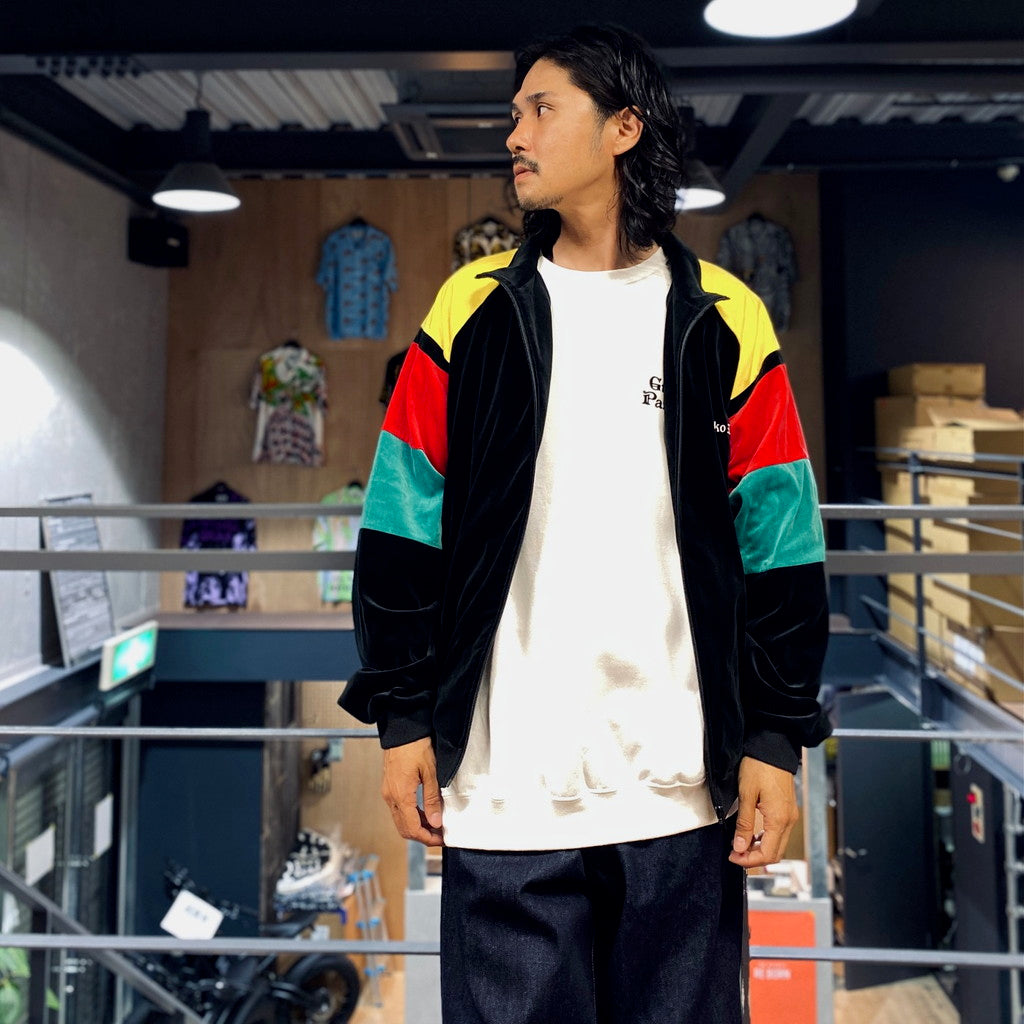 VELVETEEN TRACK JACKET #BLACK/GREEN [23FW-WMO-TJ06]