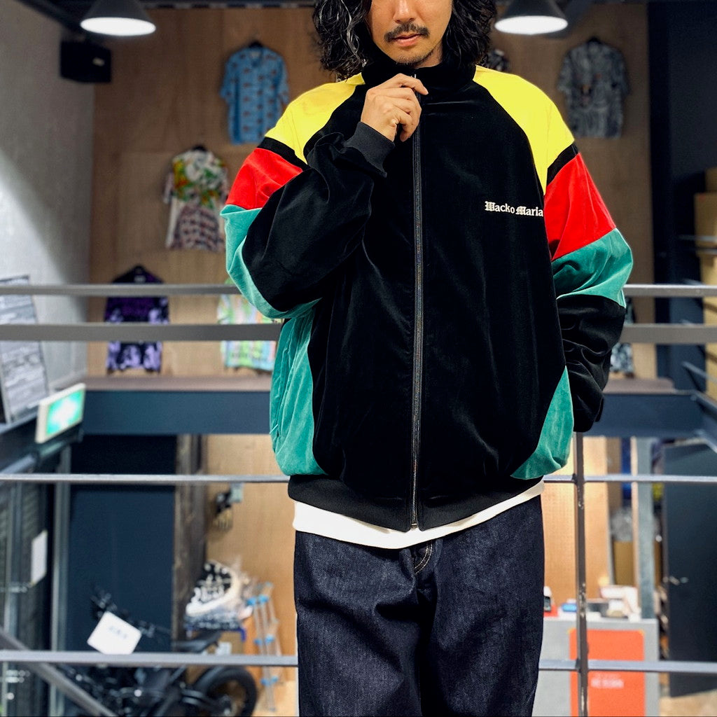 VELVETEEN TRACK JACKET #BLACK/GREEN [23FW-WMO-TJ06]