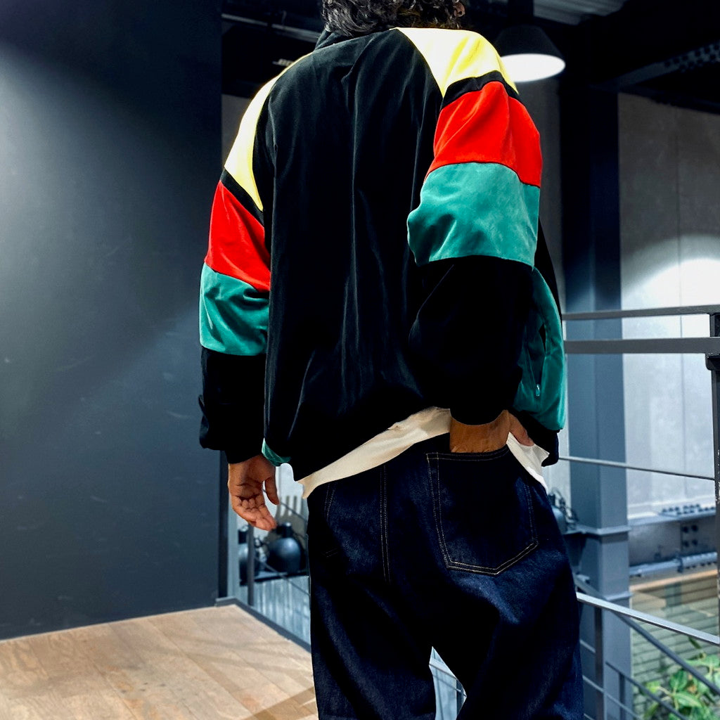 VELVETEEN TRACK JACKET #BLACK/GREEN [23FW-WMO-TJ06]