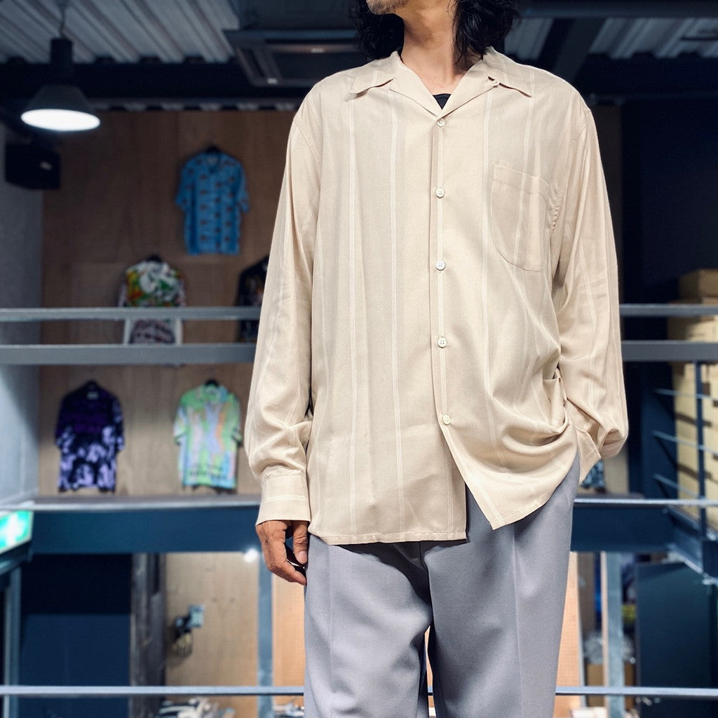 STRIPED OPEN COLLAR SHIRT L/S -TYPE 2- #BEIGE [23FW-WMS-OC06