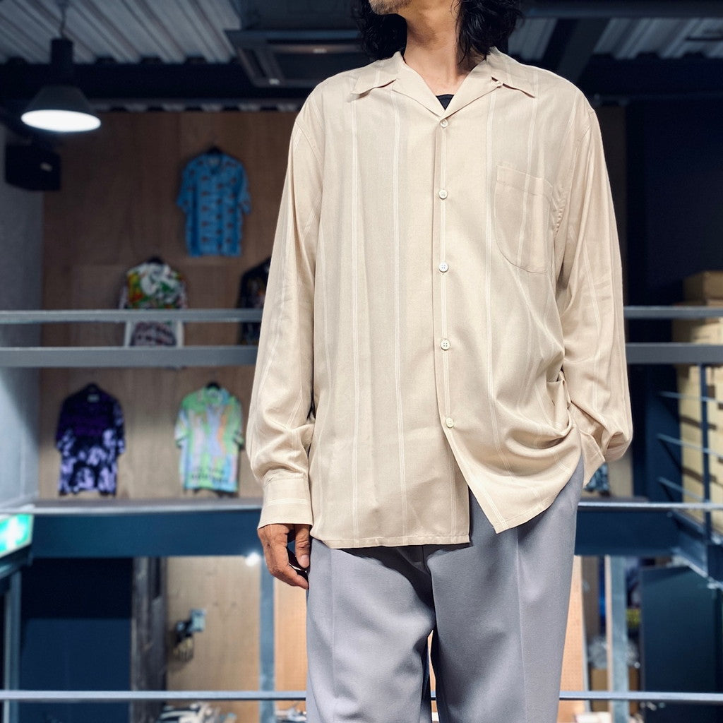 STRIPED OPEN COLLAR SHIRT L/S -TYPE 2- #BEIGE [23FW-WMS-OC06]