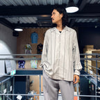 STRIPED OPEN COLLAR SHIRT L/S -TYPE 2- #GRAY [23FW-WMS-OC06]