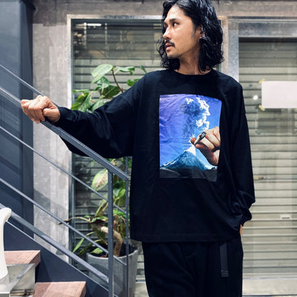 VOLCANO L/S T-SHIRT #BLACK [FW23-T03]