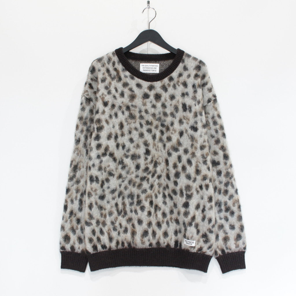 LEOPARD MOHAIR CREW NECK SWEATER -TYPE 1- #WHITE [23FW-WMK-KN12]