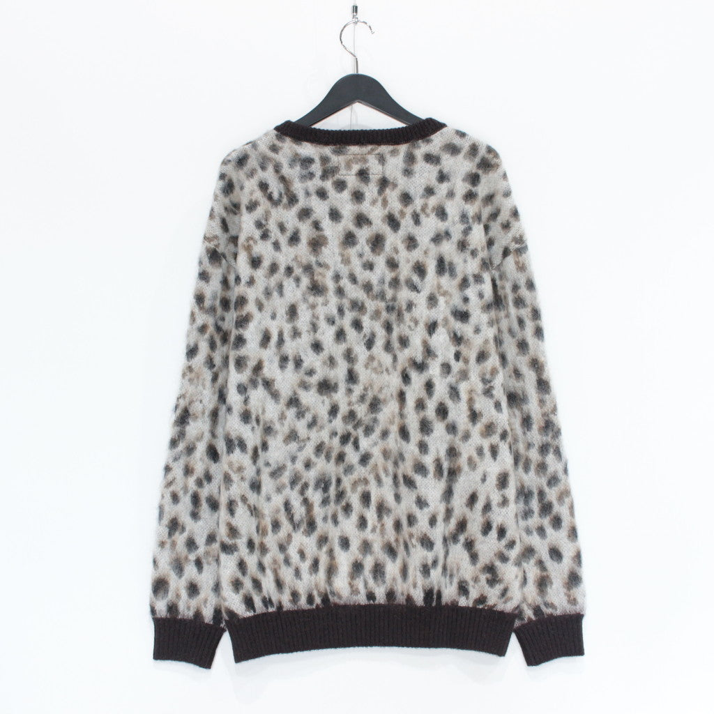 LEOPARD MOHAIR CREW NECK SWEATER -TYPE 1- #WHITE [23FW-WMK-KN12