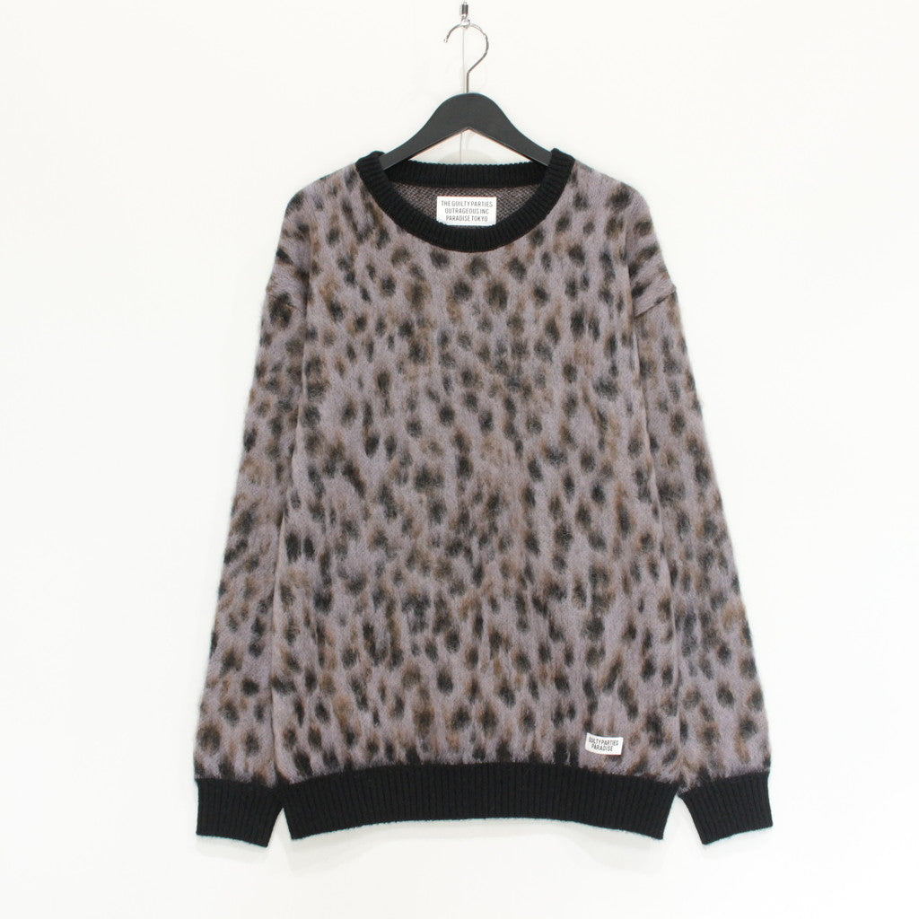 LEOPARD MOHAIR CREW NECK SWEATER -TYPE 1- #PURPLE [23FW-WMK-KN12]