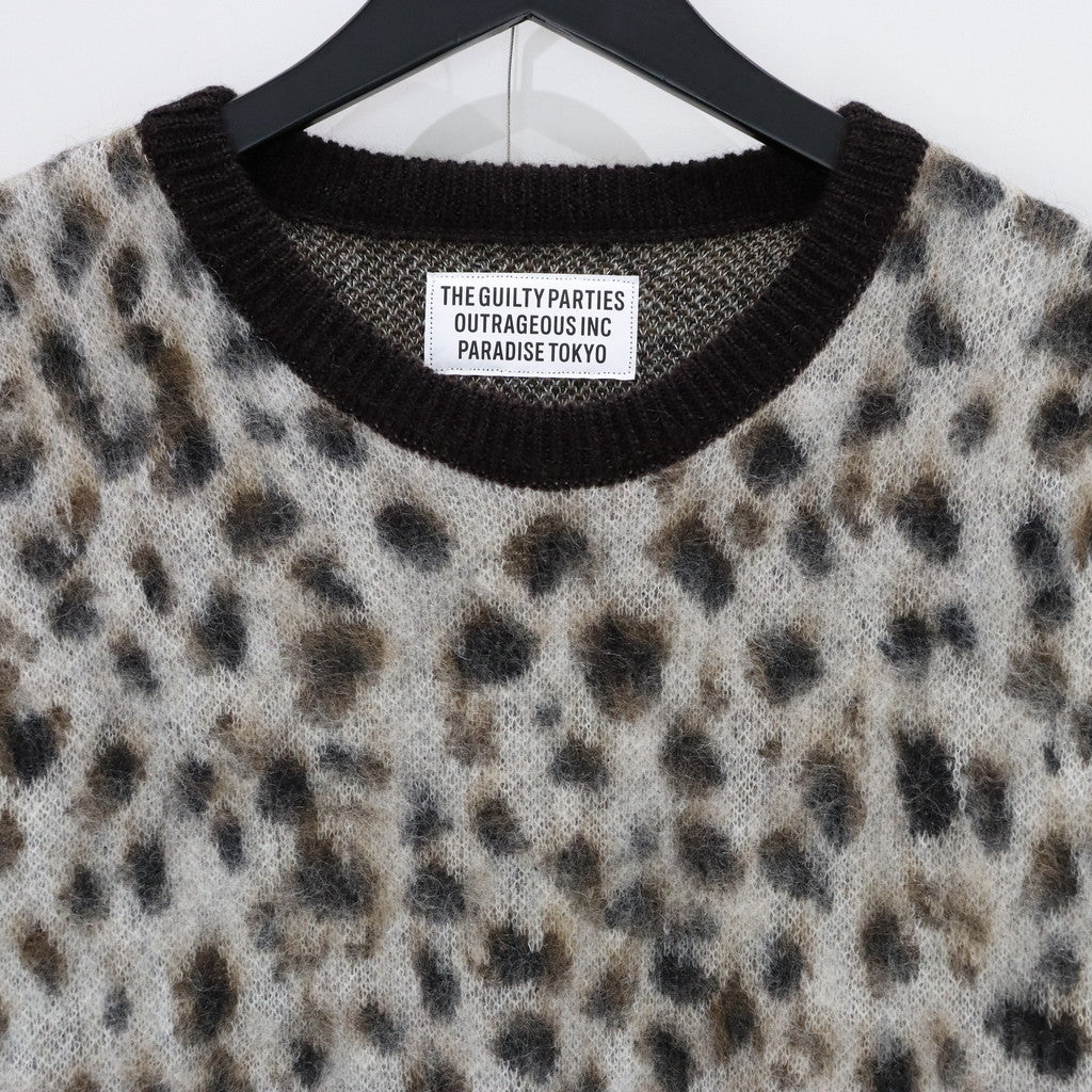 LEOPARD MOHAIR CREW NECK SWEATER -TYPE 1- #WHITE [23FW-WMK-KN12]