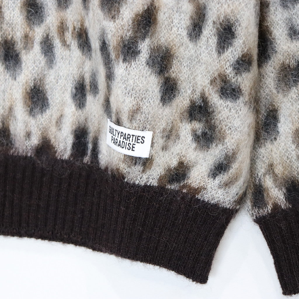 LEOPARD MOHAIR CREW NECK SWEATER -TYPE 1- #WHITE [23FW-WMK-KN12]