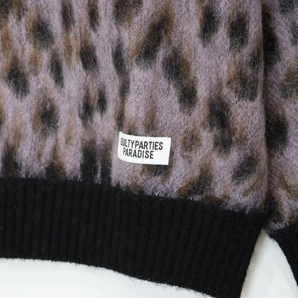 LEOPARD MOHAIR CREW NECK SWEATER -TYPE 1- #PURPLE [23FW-WMK-KN12]