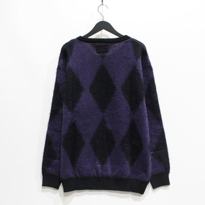 DIAMOND MOHAIR CREW NECK SWEATER #PURPLE [23FW-WMK-KN18]